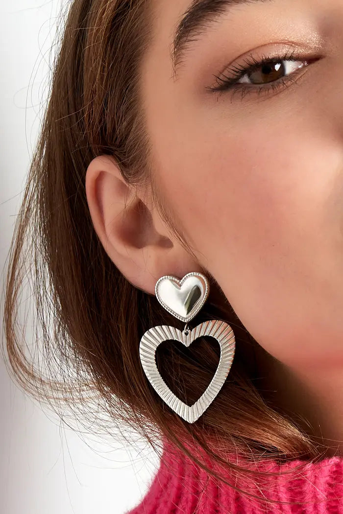 BOUCLES D' OREILLES DOUBLE COEUR, BOUCLES D'OREILLES, Earrings, SHANI BEAUTY COLLECTION