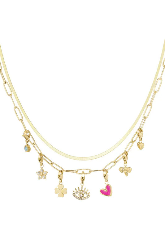 COLLIER MULTI CHARMS LOVE, COLLIER CHARMS, Necklaces, SHANI BEAUTY COLLECTION