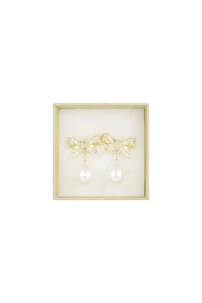 BOUCLES D' OREILLES CLASSIQUES AVEC NOEUD ET PERLES, BOUCLES D'OREILLES, Earrings, SHANI BEAUTY COLLECTION