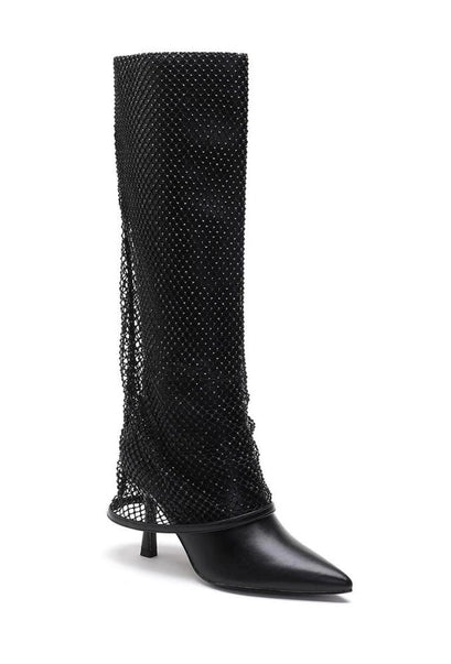 BOTTES A TALONS POINTUS AVEC FILET EN STRASS, BOTTES, Boots, SHANI BEAUTY COLLECTION