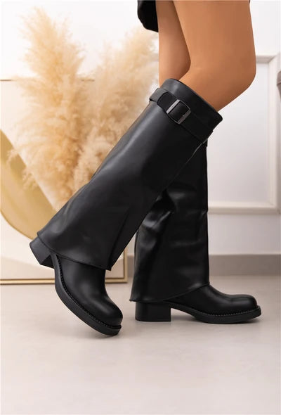 BOTTE GUETRE A TALON AVEC BOUT ROND ET BOUCLE, BOTTES, Boots, SHANI BEAUTY COLLECTION