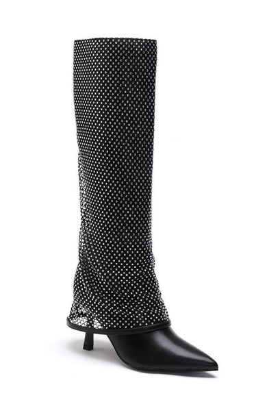 BOTTES A TALONS POINTUS AVEC FILET EN STRASS, BOTTES, Boots, SHANI BEAUTY COLLECTION