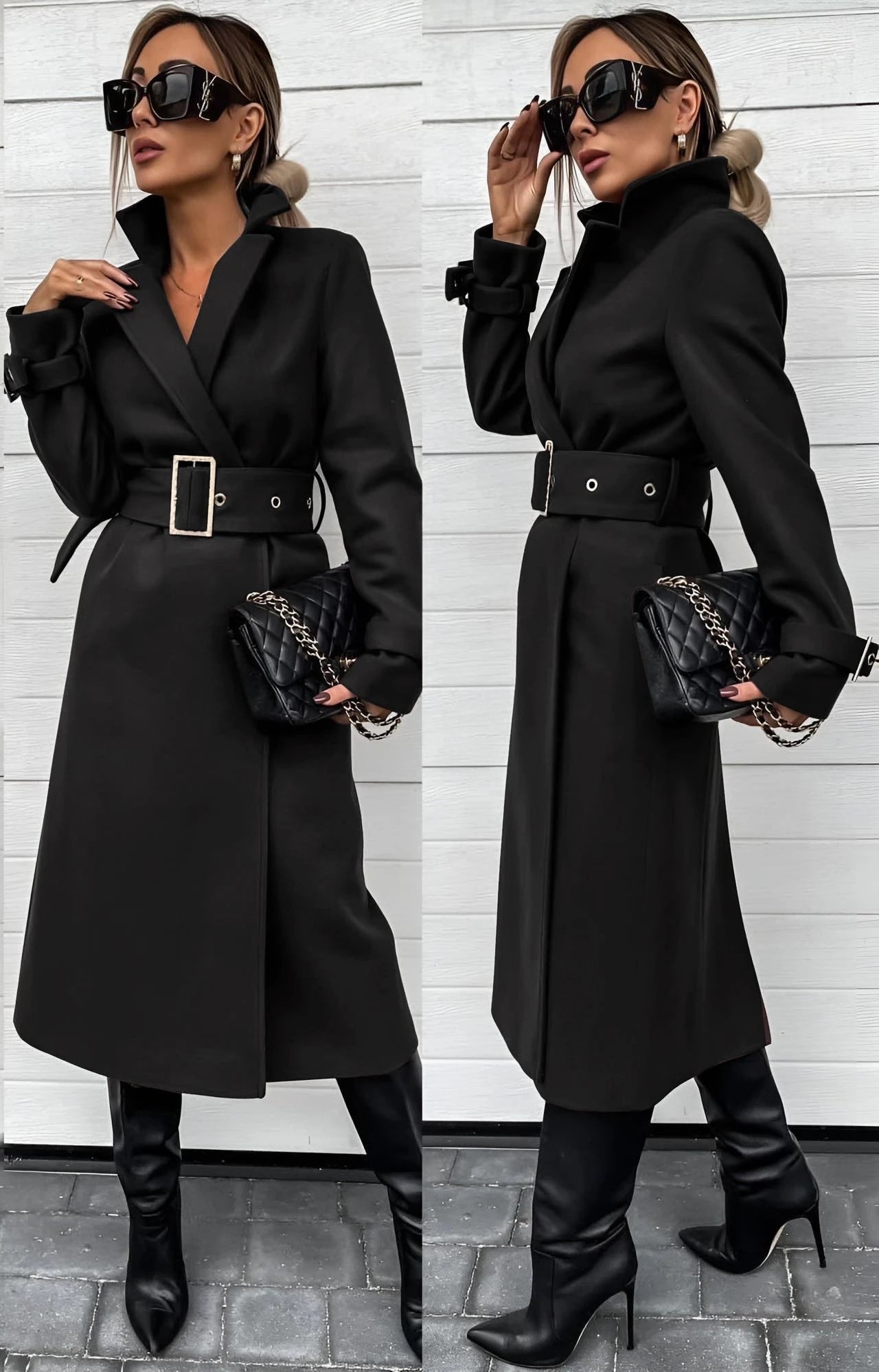 MANTEAU LONG DOUBLURE CHIC A CEINTURE, MANTEAU, Coats & Jackets, SHANI BEAUTY COLLECTION